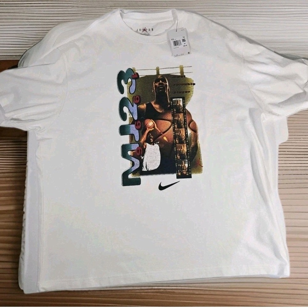 Jordan T-Shirt Mens XXL White MJ23 Most Valuable Player Graphic Oversized Tee
